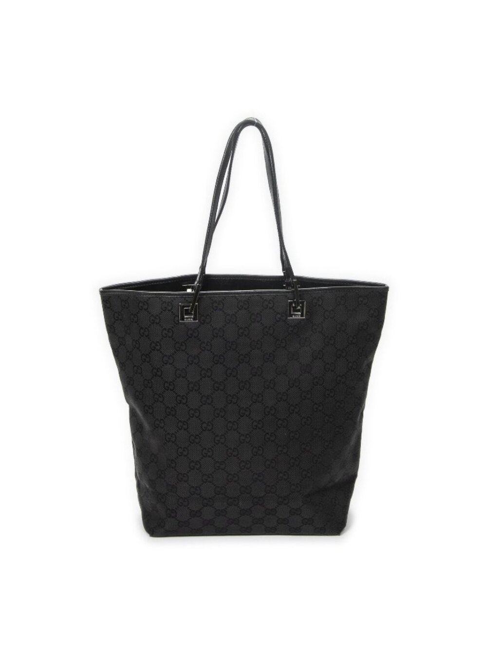 Gucci Vertical Tote Bag Black GG Canvas